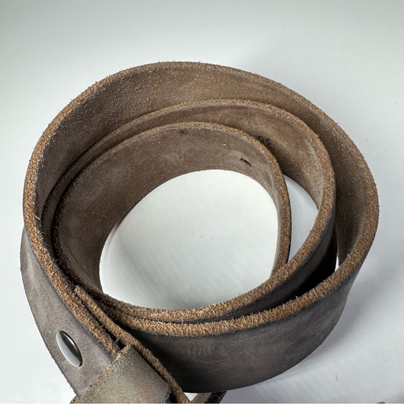 Men's Genuine Full Grain Leather Belt Brown 38-40 Chrome Buckle Classic Casual - Picture 3 of 6